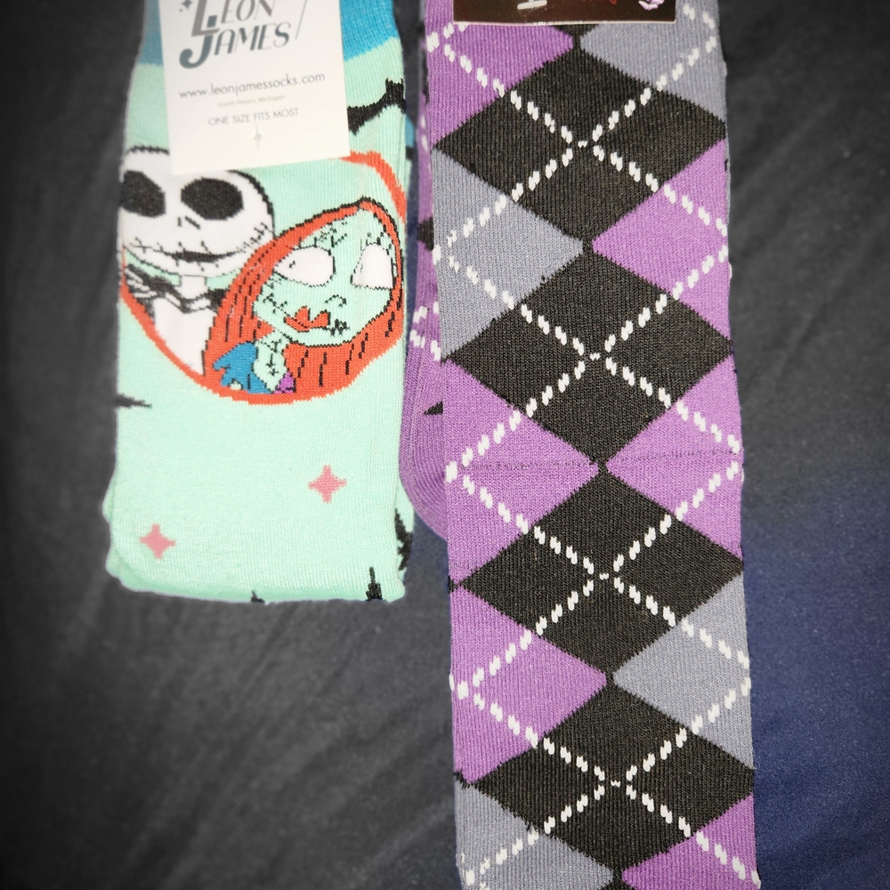 Men's Argyle and Character Socks - Purple and Gray